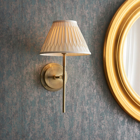 Cocoa And Chatsworth Ivory Shade Wall Light In Antique Brass