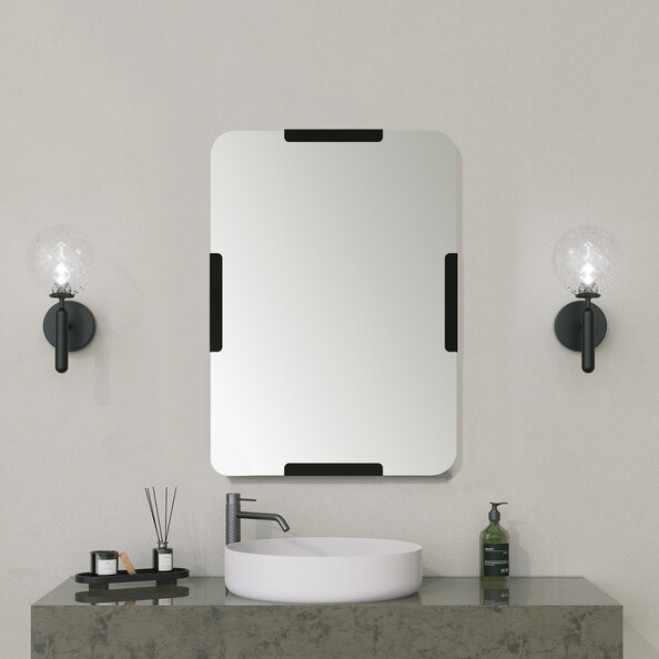 Code Decorative Wall Mirror Black Wooden Frame
