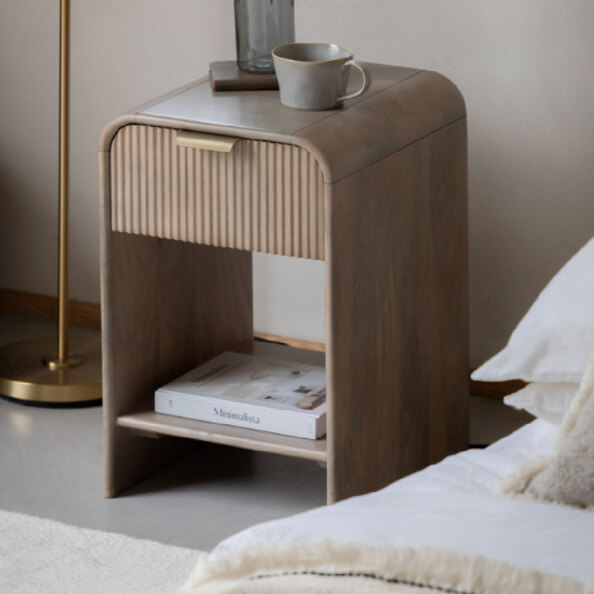Coimbra Small Wooden Bedside Cabinet With 1 Drawer In Natural