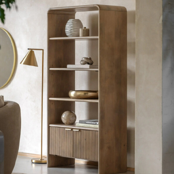 Coimbra Wooden Display Cabinet With 2 Doors In Natural