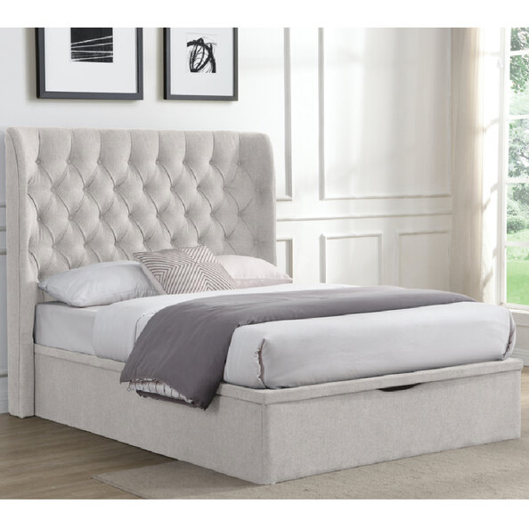 Colusa Fabric Ottoman Storage King Bed In Beige