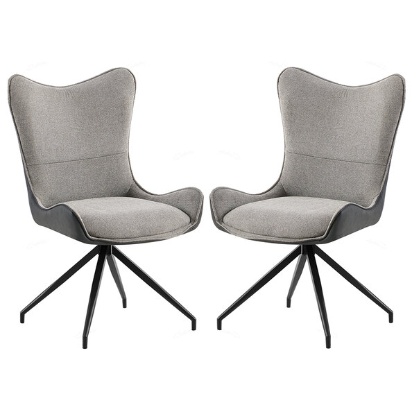 Corvale Light And Dark Grey Fabric Dining Chairs In Pair