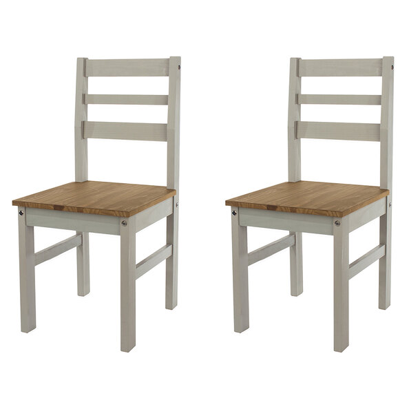 Consett Grey Oak Wooden Dining Chairs In Pair
