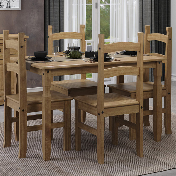 Consett Small Wooden Dining Table With 4 Chairs In Oak