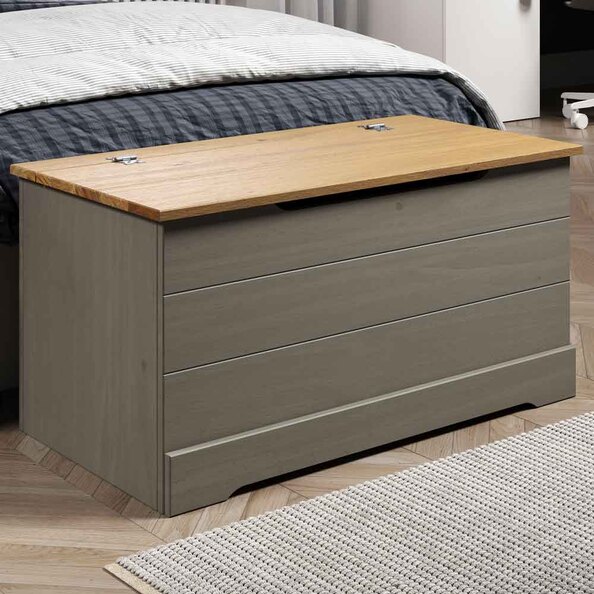 Consett Wooden Blanket Box - Grey And Oak