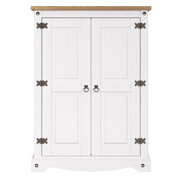 Consett Narrow Wooden Wardrobe With 2 Doors In White And Oak