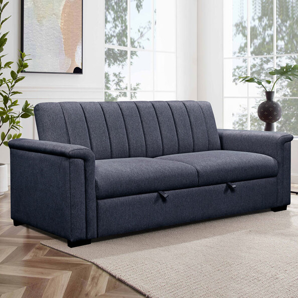 Conway Fabric 3 Seater Sofa Bed in Navy Blue