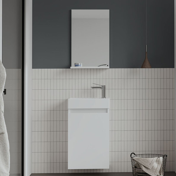 Conza Wooden Wall Mounted Vanity Unit & Basin with Mirror in White