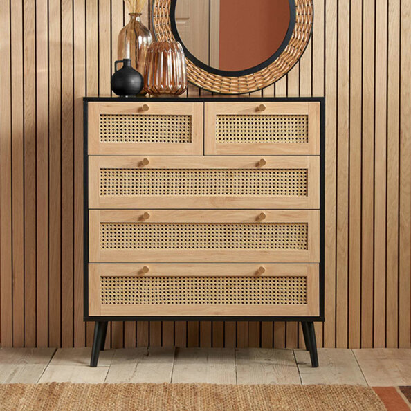 Coralie Wooden Chest Of 5 Drawers In Black Oak