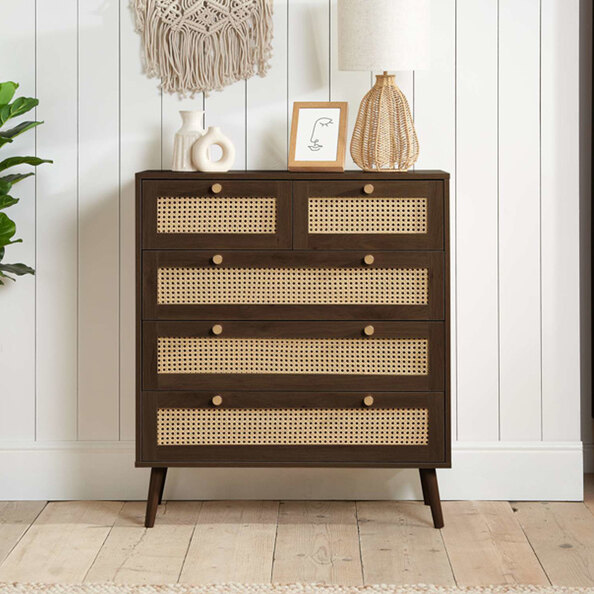 Coralie Wooden Chest Of 5 Drawers in Walnut