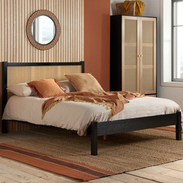 Coralie Wooden King Size Bed In Black Oak