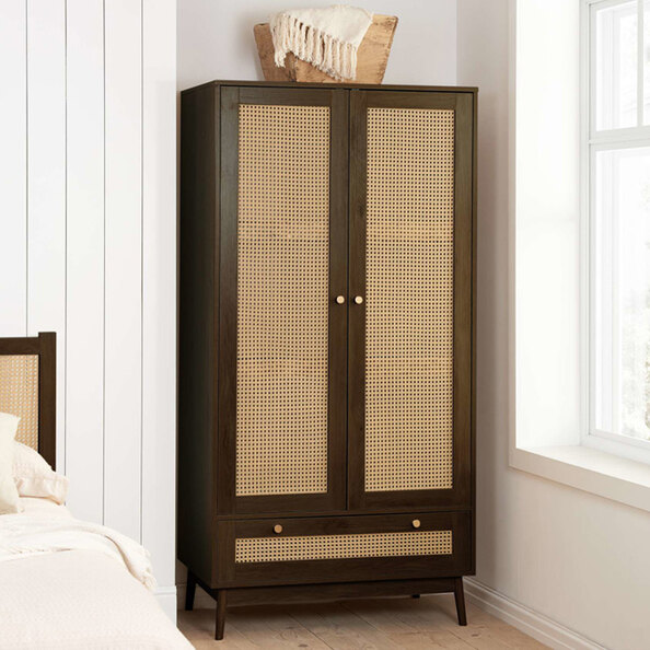 Coralie Wooden Wardrobe with 2 Doors in Walnut
