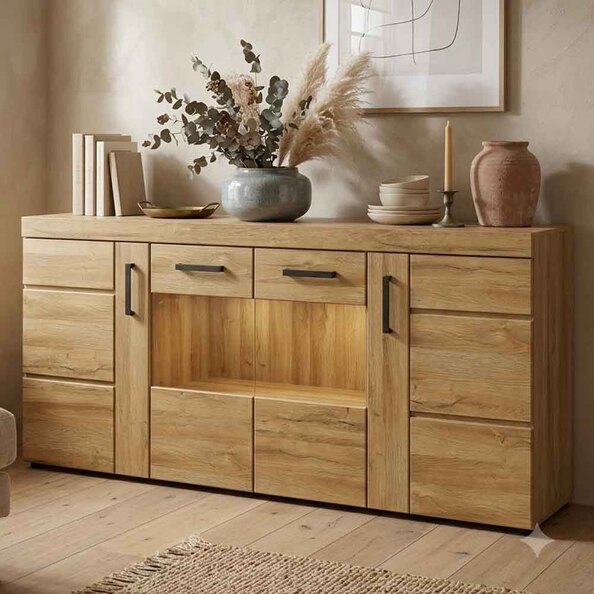 Corco Wooden Sideboard with 4 Doors in Grandson Oak