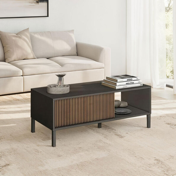 Cordina Wooden Coffee Table with 2 Doors in Lava and Mercure