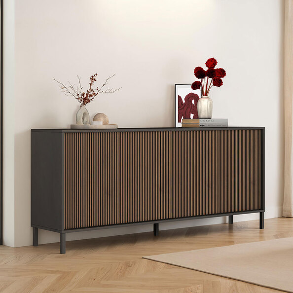 Cordina Wooden Sideboard with 4 Doors in Lava and Mercure