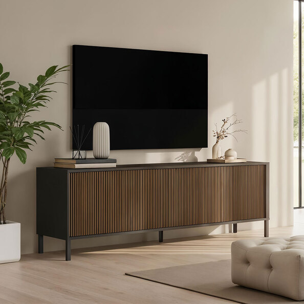 Cordina Wooden TV Stand with 4 Doors in Lava and Mercure