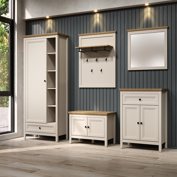 Cormilo Wooden Hallway Furniture Set in Cashmere and Stone Oak