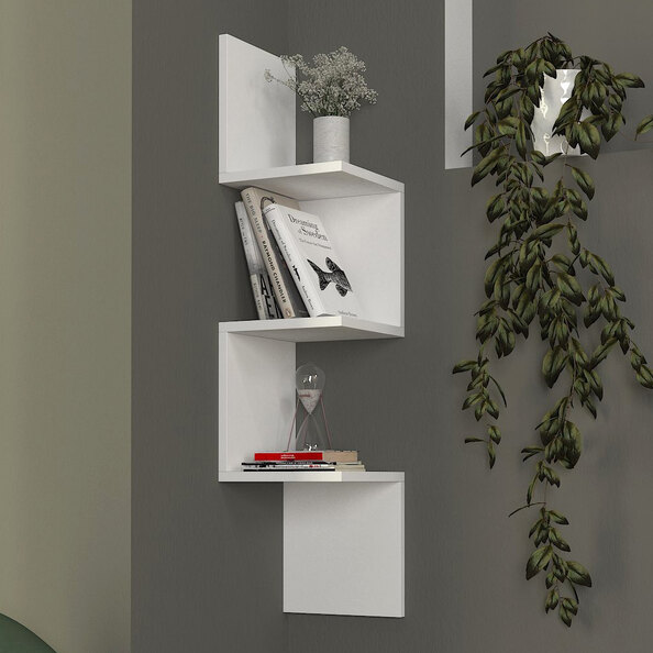 Corviano Wooden Wall Hung Shelving Unit With 3 Shelves In White