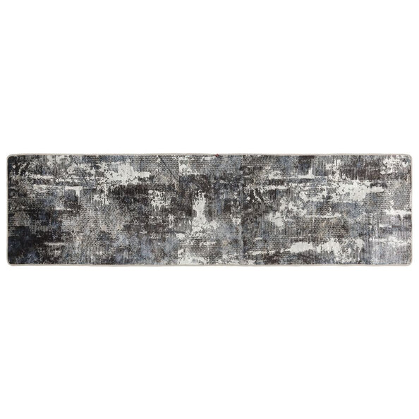 Corwin 300cm Polyester Washable Anti-Slip Rug In Black And Grey