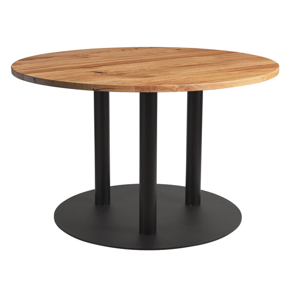 Corzano 120cm Round Solid Oak Top Dining Table with Bicton Black Base