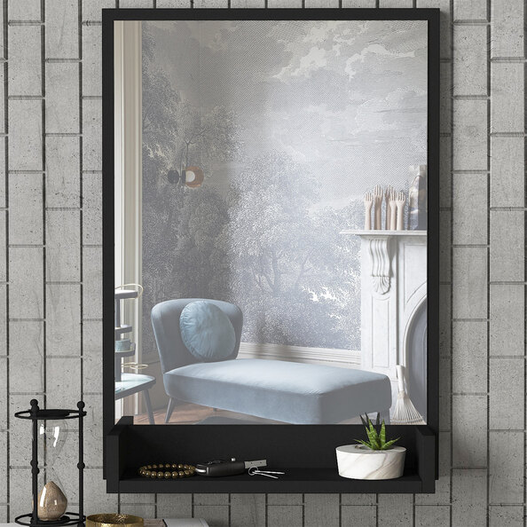 Costa Decorative Mirror with Black Wooden Frame