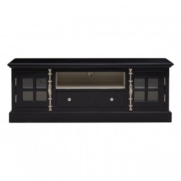 Coveca Wooden 2 Doors 1 Drawer TV Stand In Black