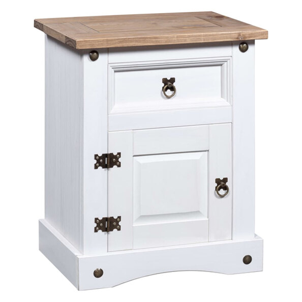 Croydon Wooden Bedside Cabinet With In White And Brown