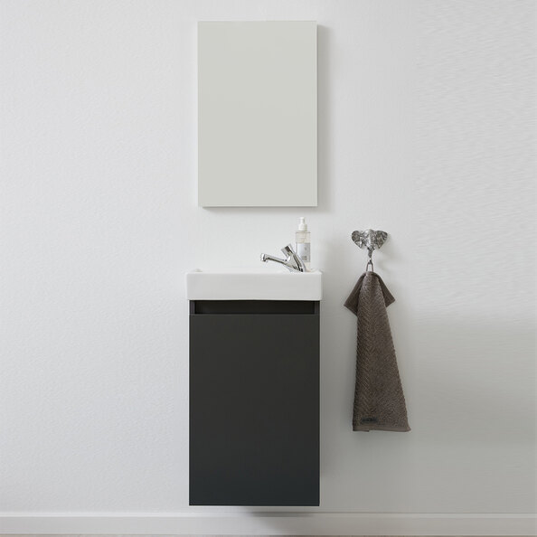 Crue Wooden Wall Mounted Vanity Unit with Mirror in Anthracite