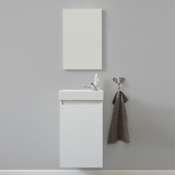 Crue Wooden Wall Mounted Vanity Unit with Mirror in White