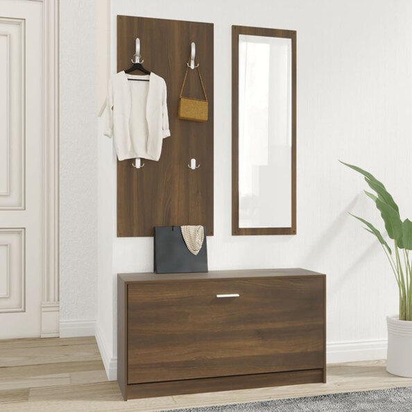 Cullman Wooden Hallway Furniture Set In Brown Oak