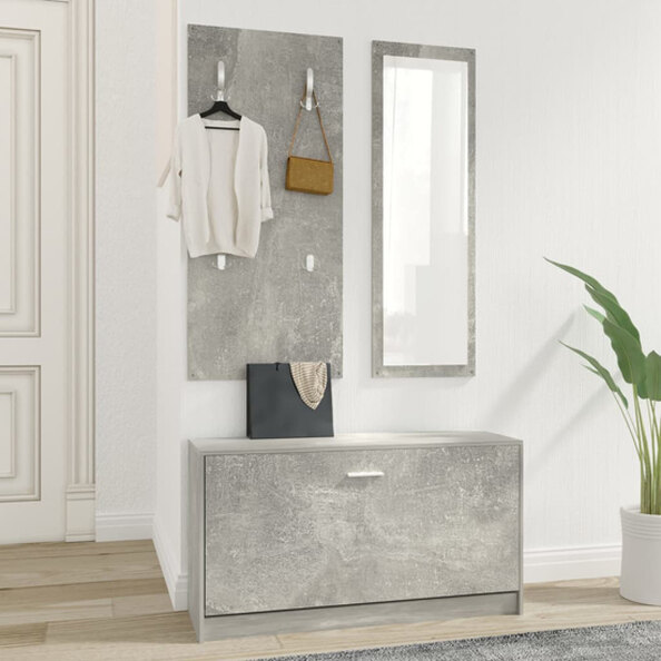 Cullman Wooden Hallway Furniture Set In Concrete Effect