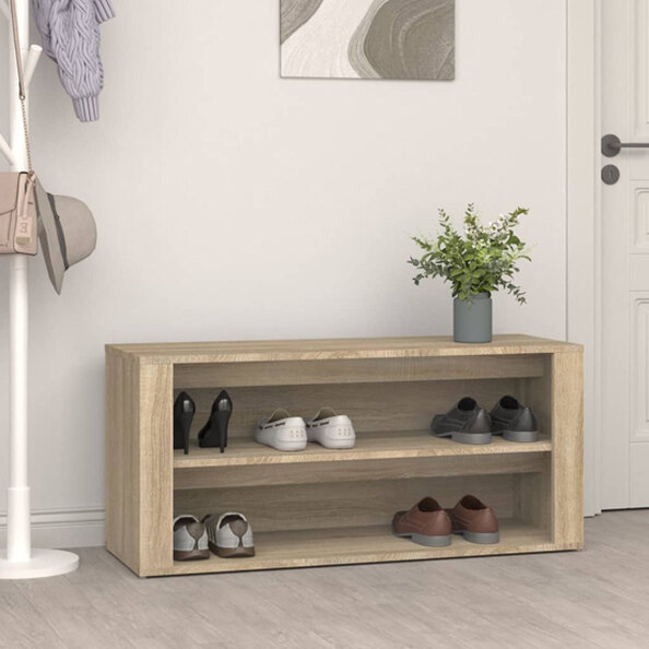 Culver Wide Wooden Shoe Storage Rack In Sonoma Oak