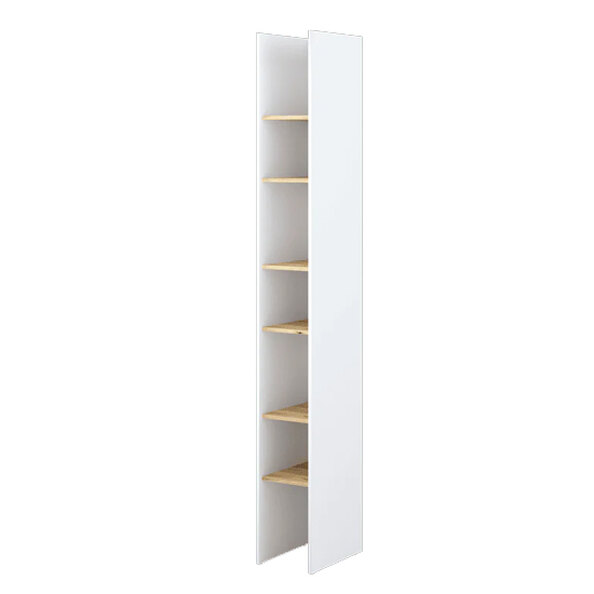 Cyan Wooden Bookcase Narrow With 6 Shelves In White