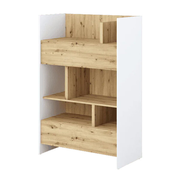 Cyan Wooden Bookcase Small With 2 Drawers In White