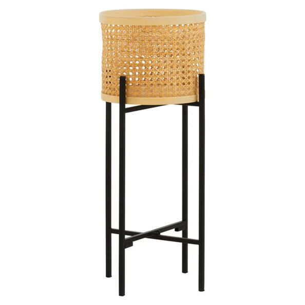 Daire Wooden Plant Stand Small With Cross Legs In Black