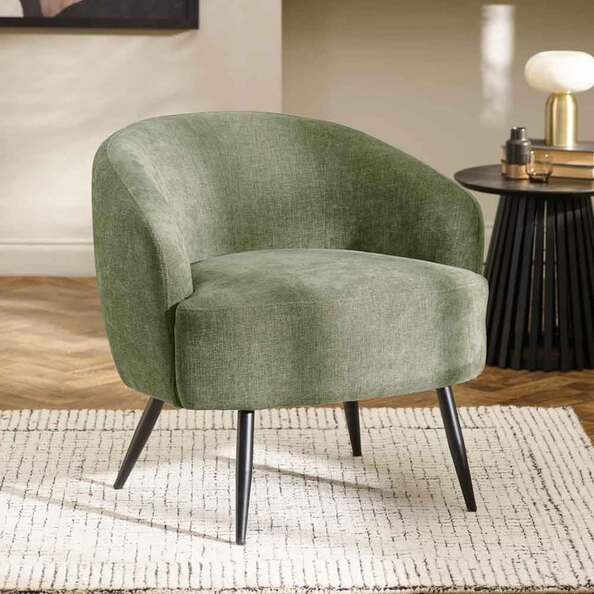 Dalrex Fabric Bedroom Chair with Black Legs in Olive Green