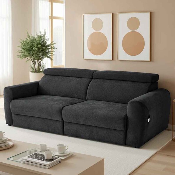 Dalvero Fabric 3 Seater Sofabed in Black