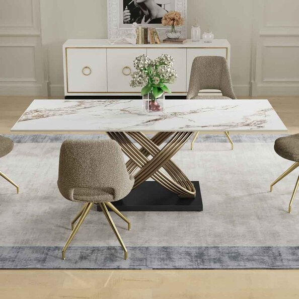 Dalviro Ceramic Dining Table in White Gloss