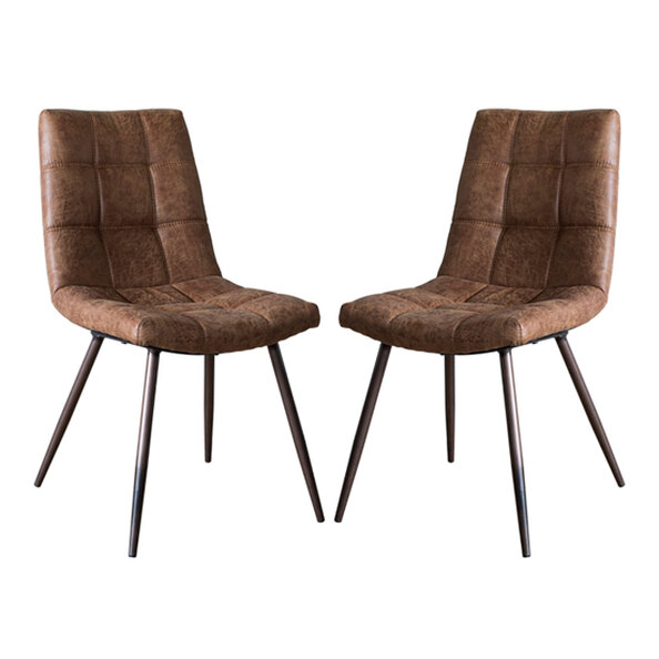 Danbury Brown Faux Leather Dining Chairs In Pair