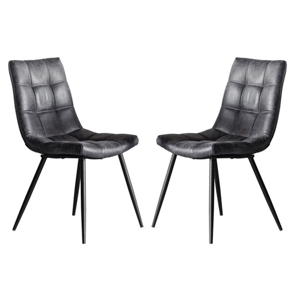 Danbury Grey Faux Leather Dining Chairs In Pair