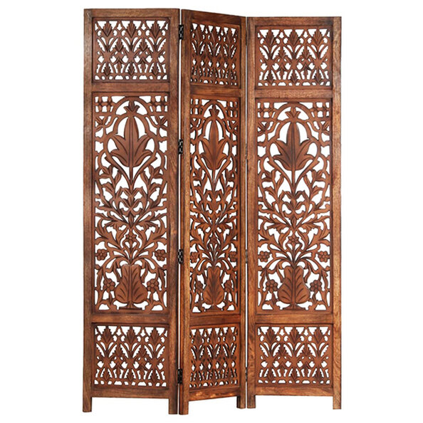 Danessa Wooden 3 Panels 120cm x 165cm Room Divider In Brown