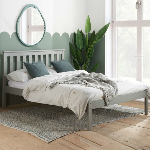 Danvers Wooden Double Bed In Grey