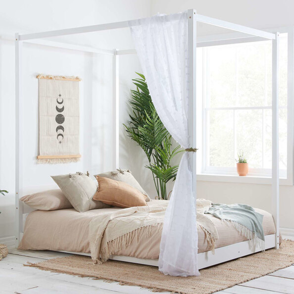Darian Wooden King Size Bed In White