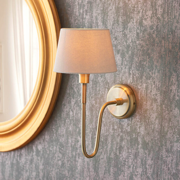 Davis And Cici Ivory Tapered Shade Wall Light In Antique Brass