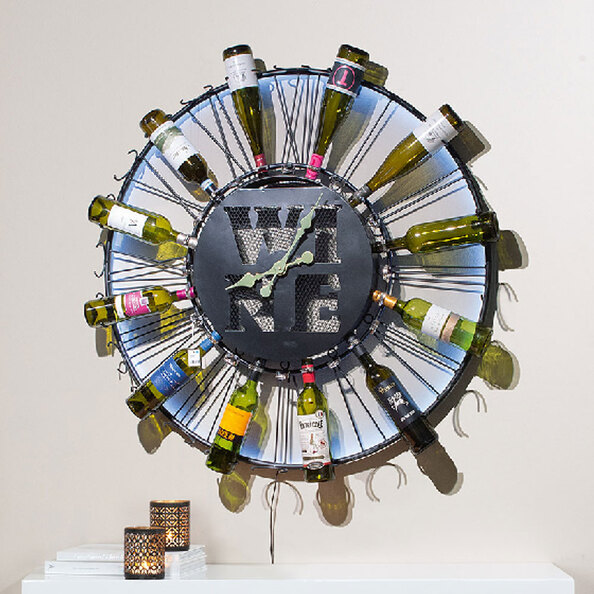 Daziro Iron Bottle Shape Round Wall Clock in Multicolour