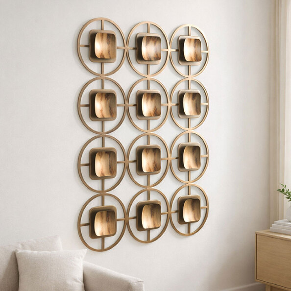 Daziro Metal Geometric Wall Art in Gold