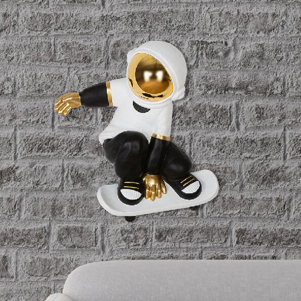 Daziro Synthetic Resin Astronaut Wall Object in Black and White