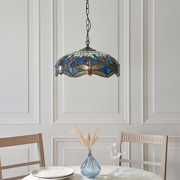Dearborn Tiffany Glass 3 Pendant Light In Multicolour