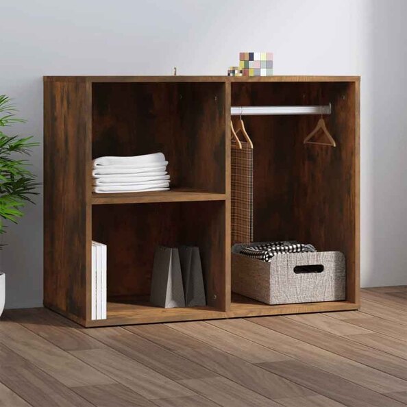 Deion Wooden Clothes Storage With Self In Smoked Oak