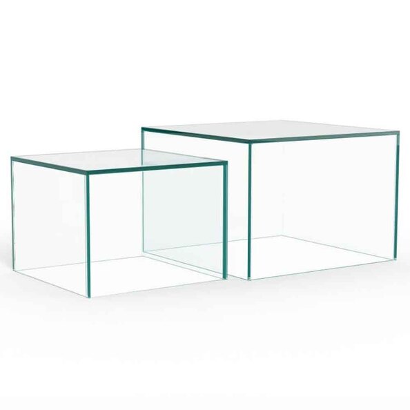 Delft Glass Nesting Coffee Tables - Clear